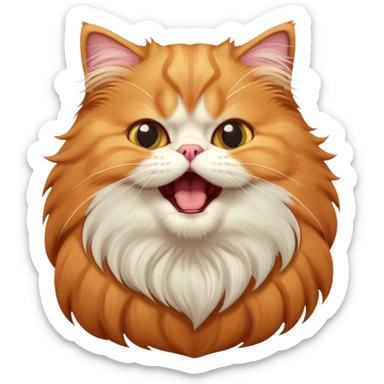 cinematic-adorable-big-eyed-fluffy-solid ginger-persian-cat-portrait-emoji,-head-tilted-playfully-with-a-cute,-exaggerated-yawn,-fluffy-solid ginger,-simplified-yet-irresistibly-cute-features sticker