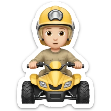 Please make a young blonde boy riding a fourwheeler sticker