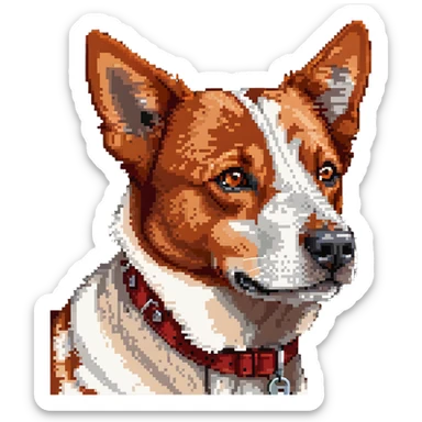 head shot of red heeler cattle dog with distinctive red speckled coat sticker