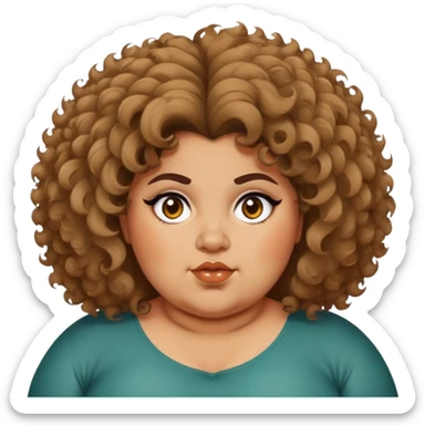 A Pakistani fat girl with big poofy curly hair that’s messy and in a choppy wolfcut  sticker