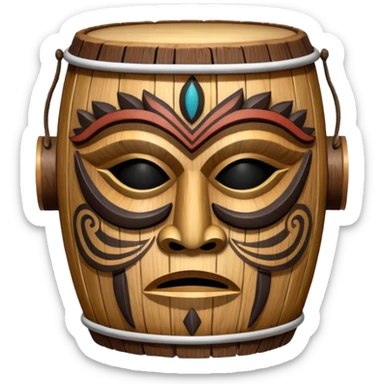 Drum Mask – Mask shaped with drum top, tribal style. sticker