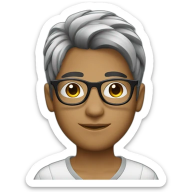 stylist colombian boy with black hair and round silver glasses sticker