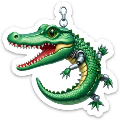 robot hand hanging out of baby crocodile mouth sticker