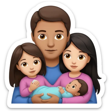 Mom and dad and baby girl brown dad light skinned mom and baby women with long black hair sticker