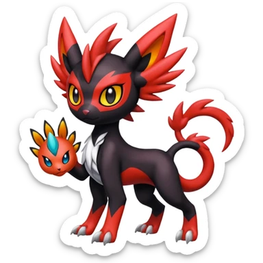 Colorful Meloetta-Litten-Guilmon-Darkrai-Pokémon-Fakémon-fusion-hybrid-creature sticker