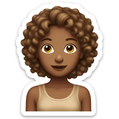 Tan girl with brown eyes and brown curly hair sticker