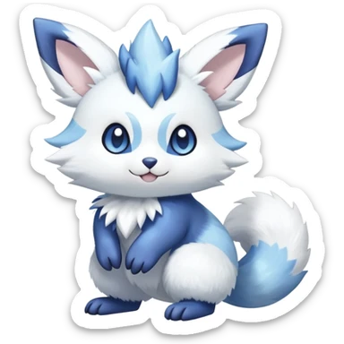 Shiny White Pastel Snowy Icy Sparkly Cute Furret-Meowstic-Zangoose-Hybrid (Full body) sticker