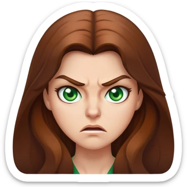 Angry female teacher with long Brown hair and Green eyes sticker