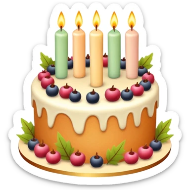Pastel autumn themed birthday cake with candles  sticker