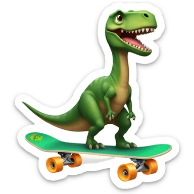 Dinosaur on a skateboard with a cape sticker