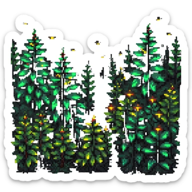 fireflies glowing around bushes at night sticker