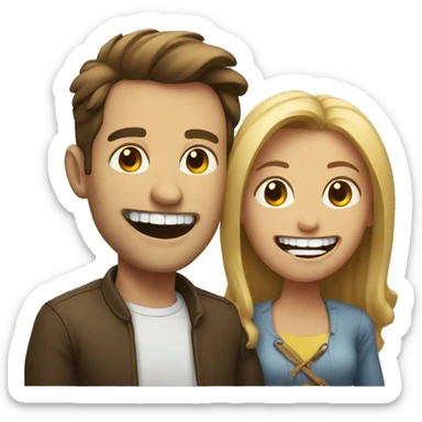 Man and woman with big teeth  sticker