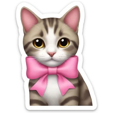 cute pink bow on a cat sticker