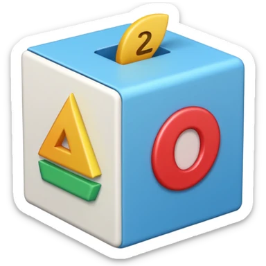 white 3d box with #420ead colour stroke. on the front wall of the box is #420ead colour done mark. sides are also white with #0c0a1e strokes sticker