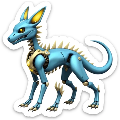 futuristic Skeleton-Cyborg-Manectric-Electrike-Salandit-Cubone-Umbreon-Marowak-Draco-Fakémon-hybrid-creature (full body), 4 legs sticker