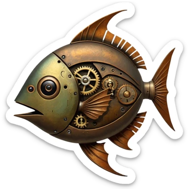 cinematic steam-punk -  hieronymus bosch phantasmagoric mutated creatures - hybrids of human, birds and fish sticker