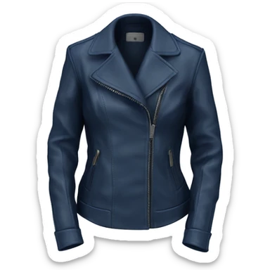  Realistic open front Navy blue leather fashion jacket isolated.  sticker