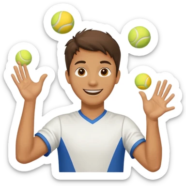 The juggler is tossing two tennis balls sticker