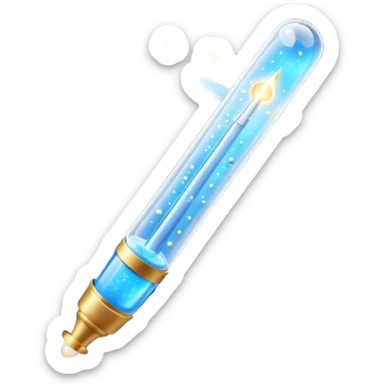 Slim blue Differin Gel tube with white cap and golden glow around the “GEL” label. Floating in a soft blue aura with tiny glowing stars and clear orbs spiraling upward. Emits a focused beam of clarity magic, like a blemish-banishing spell sealed in a sleek, futuristic wand. sticker