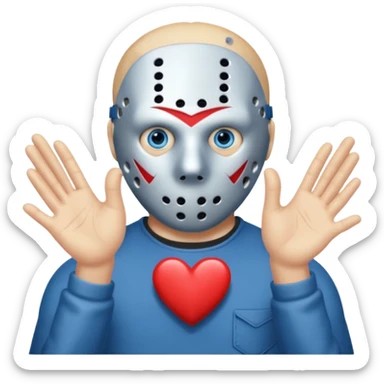 Jason Voorhees, looking cute, heart-shaped hands sticker