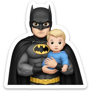 batman holding infant baby daughter sticker