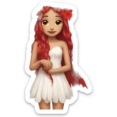 big wings, flower, Beautiful, fairy, red, long hair sticker