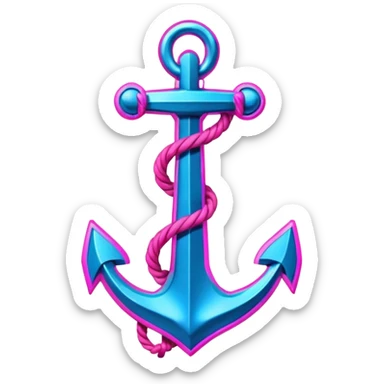 A cyberpunk neon sign with an anchor on it sticker