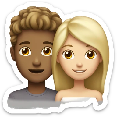 brown haired boy with a blonde haired girl couple sticker