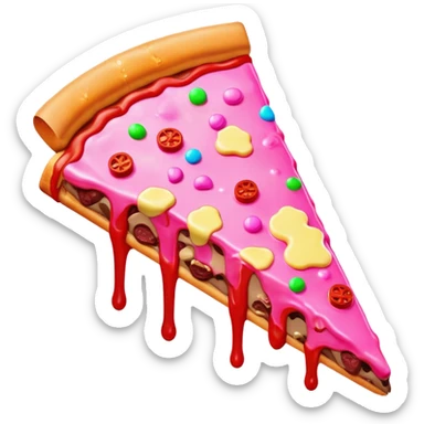 Melted neon  spam meat ice cream pizza slice sticker