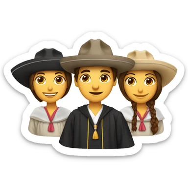 tres amigos graduados. dos mujeres un hombre, una de las mujeres con anteojos sticker