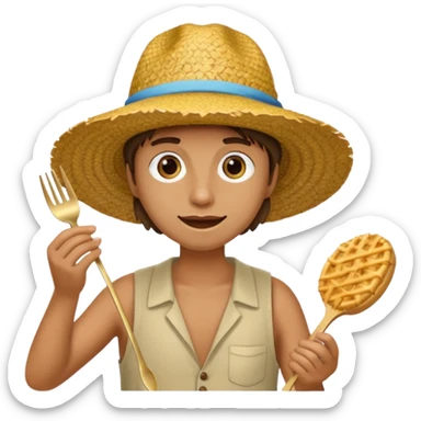 Gars Créole réunionnais chapeau paille tong au pieds  sticker