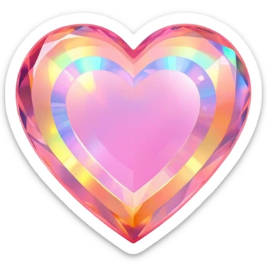 Heart cut pink fire opal gemstone with holographic rainbow plays of fire and brilliance sticker
