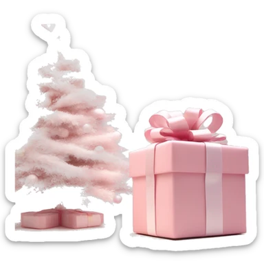 Light pink Christmas gifts under a white Christmas tree  sticker