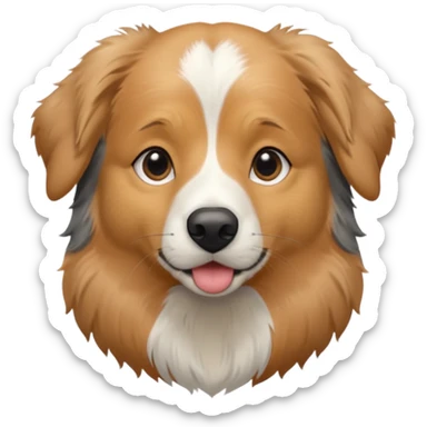 Australian Shepherd golden retriever tan eyebrows around nose and mouth black and grey fur on chest and everywhere else.  sticker
