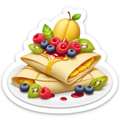 Crepe with fruit toppings in emoji style sticker