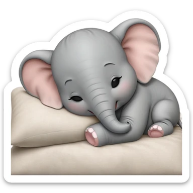 meme-worthy-cute-sleeping-baby-elephant-portrait-emoji,-head-resting-peacefully-with-a-contented-smile,-showcasing-a-delightfully-tiny-build-and-a-luxuriously-soft-gray-hide,-eyes-shut-in-a-serene,-restful-nap,-simplified sticker