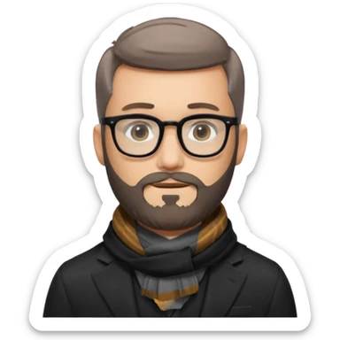 gray scarf male  beard hair with suit glasses sticker