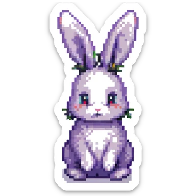 minimal pixel art bunny, sitting, gentle expression sticker