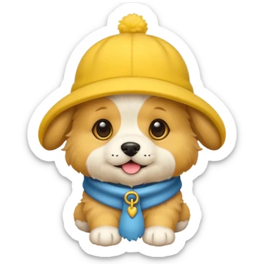 puppy yellow dog with hat yellow sticker