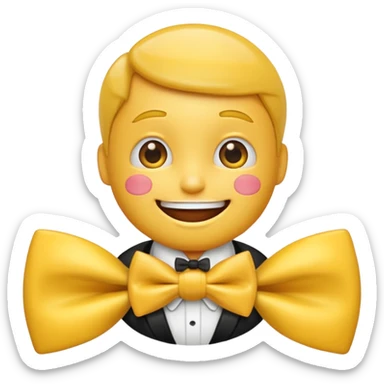 emoji wearing a bow-tie with letters LoL on the Bowtie sticker