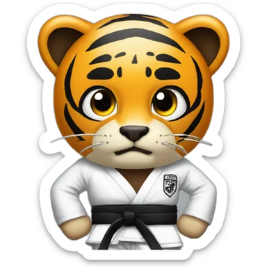 Tiger with evil face  jiu-jitsu black belt with his arms crossed sticker