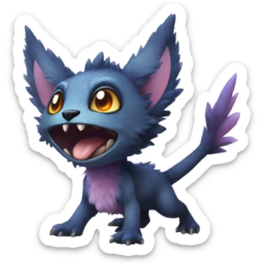 Colorful cute furry anthropomorphic painted Fakémon-Pokémon-Trico-Vernid-creature sticker