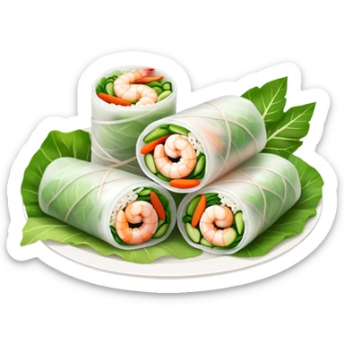 cinematic-realistic-vietnamese-summer-rolls-dish-emoji,-depicted-with-delicate-rice-paper-wraps-filled-with-fresh-vegetables-and-shrimp-rendered-with-crisp-textures-and-refreshing-lighting. sticker