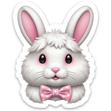 Fluffy rabbit with polka-dot bow tie sticker