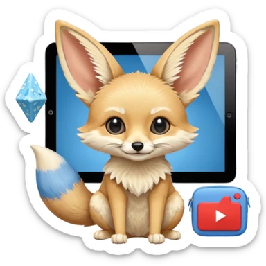 Fennec fox turned into an iPad while watching a blue cheese version of YouTube sticker