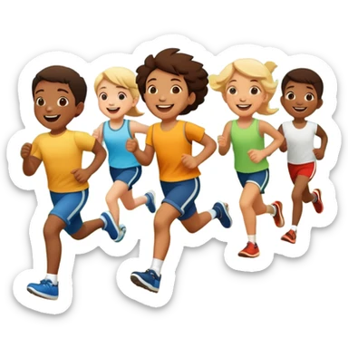 group of children running in a park, fun and lively sticker