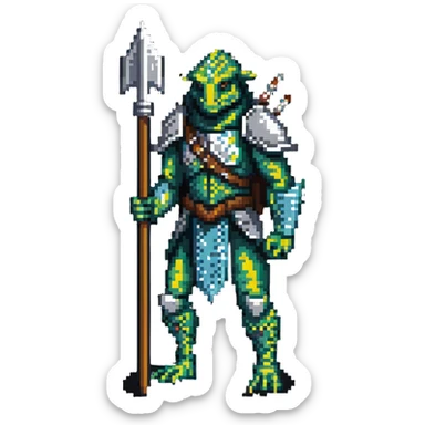 reptilian humanoid troglodyte warrior with spear from Heroes of Might and Magic 3 sticker
