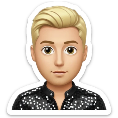 Lance Bass from 'N Sync with blonde hair, black sequin outfit, light skin sticker