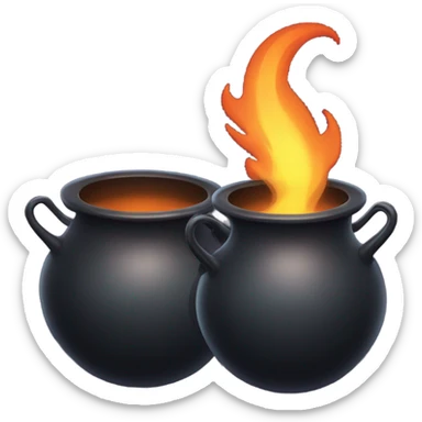 dual witches cauldron identical one empty and one have a flame one not have a flame sticker