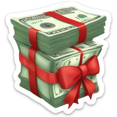  money with red bow sticker